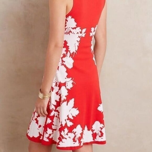 Yoana Baraschi Petaluma Fit & Flare Floral Sweater Dress S Red Orange Ivory - Picture 2 of 12